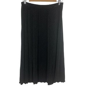 Chicos Travelers Skirt 2 Womens Large Size 12 Black Stretch Midi White Polka Dot